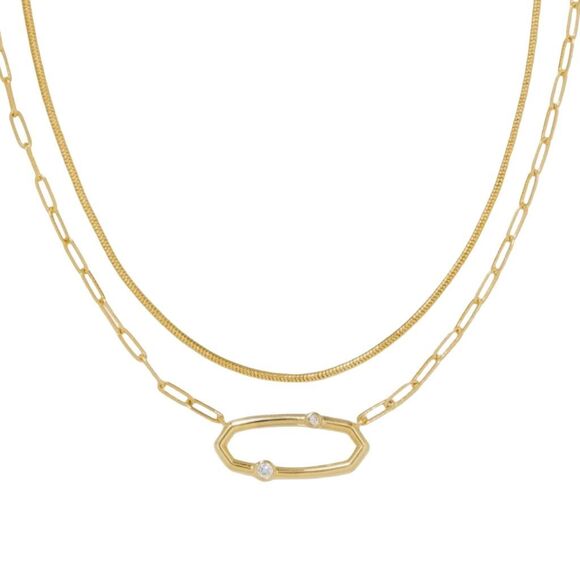 Kendra Scott Traci Cubic Zirconia Multi-Strand Necklace - Gold - 19.75” - Picture 1 of 6